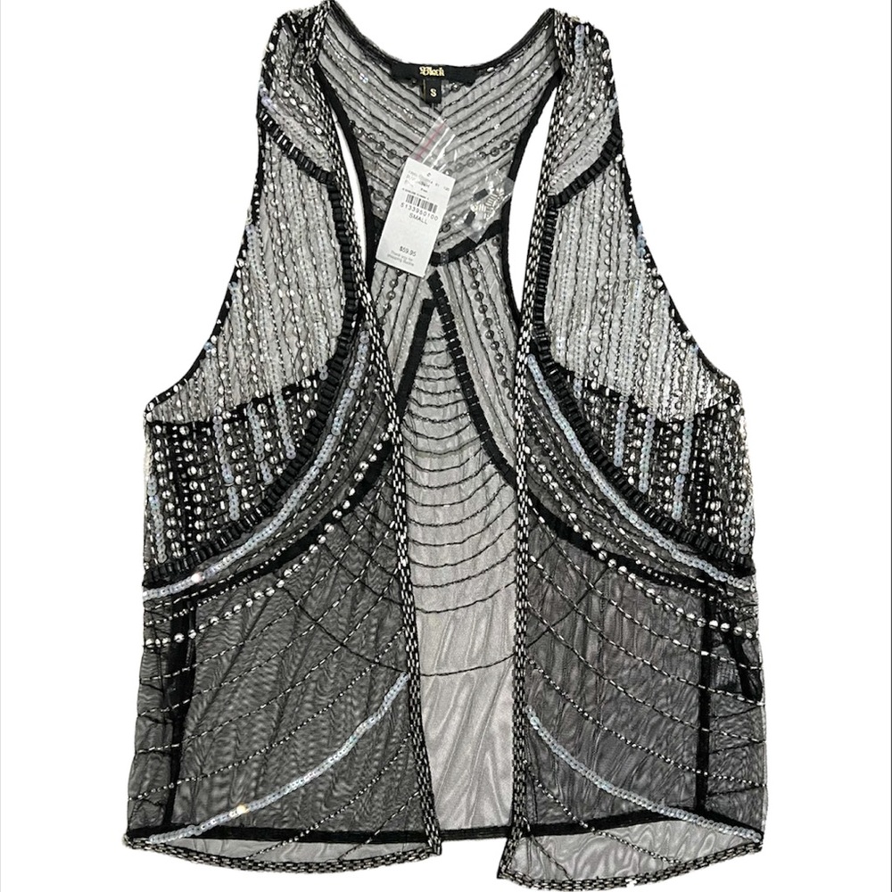 Black Sheer Sequin Vest from Buckle Sz-Small
